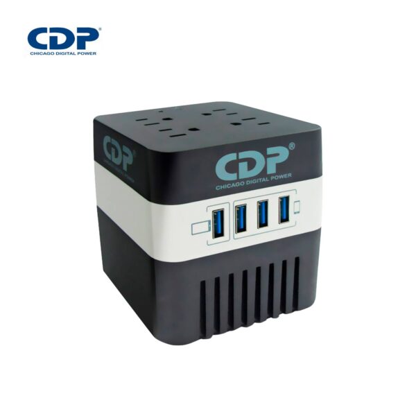 Estabilizador de Voltaje CDP RU-AVR604I 600VA/300W 4 Salidas 4 Puertos USB