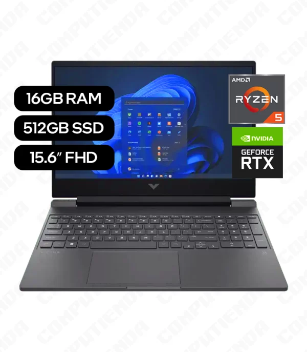 Laptop HP Victus 15 / AMD Ryzen 5 5600H / 16GB RAM DDR4 / 15.6″ FHD / 512GB SSD (fb0104la)