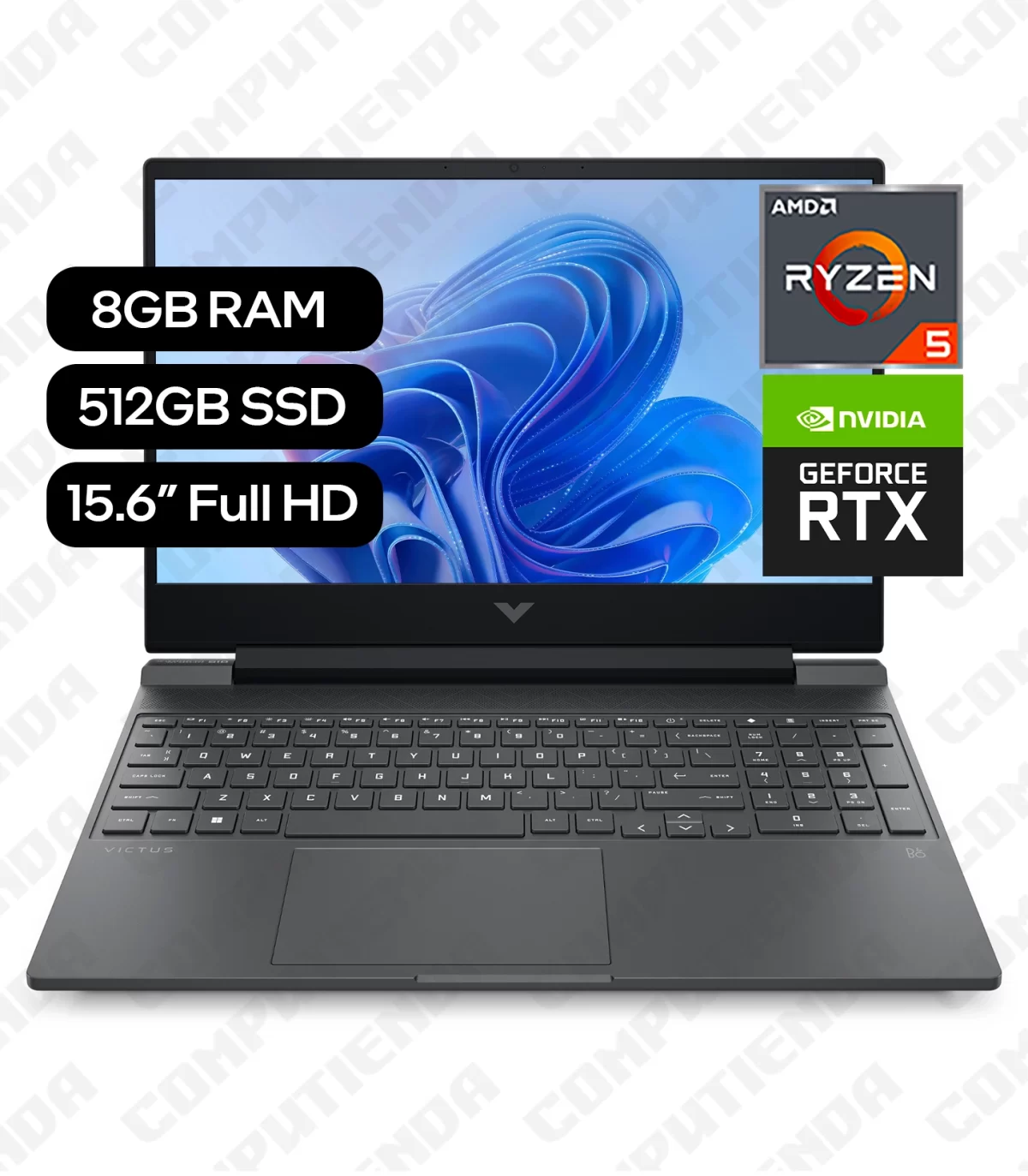 Laptop HP Victus 15 fb0135la AMD Ryzen 5 5600H 15.6in FHD 8GB DDR4 512GB SSD RTX 3050 4GB