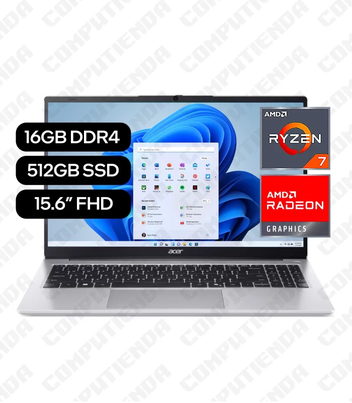 Laptop ACER Aspire Lite AL15 41P R27P AMD Ryzen 7 5700U 15.6in FHD 16GB RAM 512GB SSD AMD Radeon Graphics
