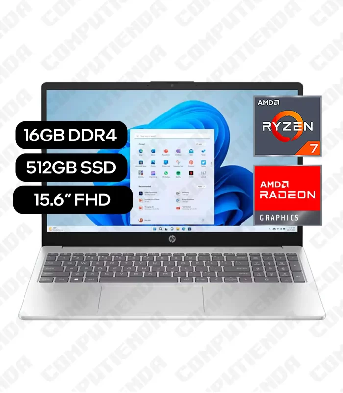 Laptop HP 15 fc0012la AMD Ryzen 7 7730U 15.6in FHD IPS 16GB DDR4 512GB SSD M.2 AMD Radeon Graphics
