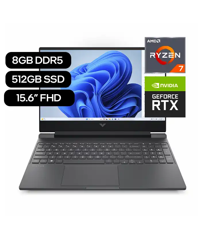 Laptop HP Victus 15-FB3018LA, AMD Ryzen 7 7445HS, 8GB DDR5, 512GB SSD